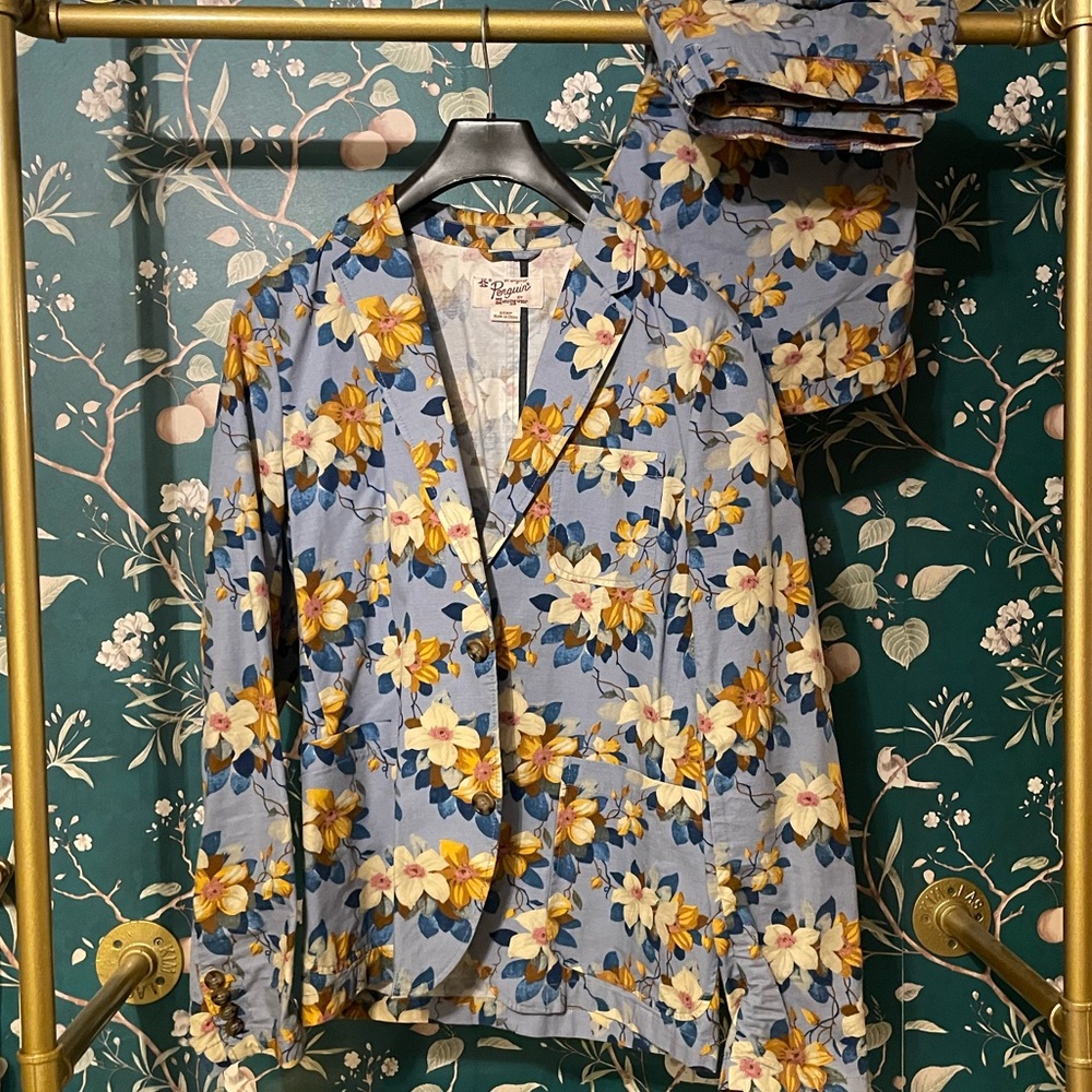 Original Penguin blue floral shorts suit
